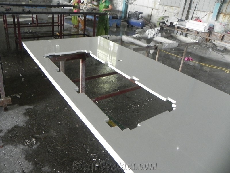 Absolute White Quartz Kitchen Countertops