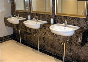 Dark Emperador Marble Public Vanity Tops/Bath Tops