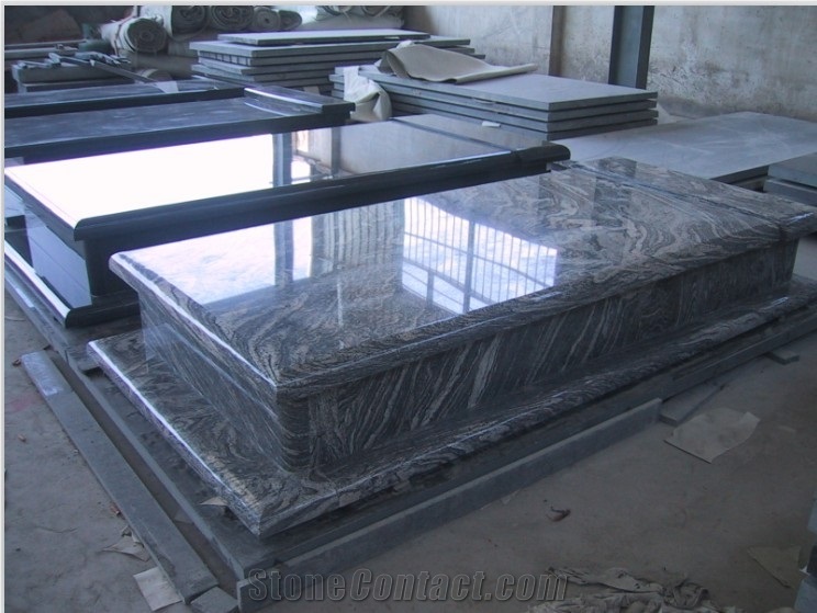 China Juparana Tombstone & Monument European Style, China Juparana Granite Tombstone