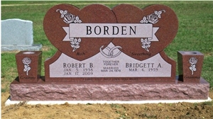 Imperial Red Double Hearth Tombstone, Imperial Red Granite Imperial Red Double Hearth Tombstone, Imperial Red Granite