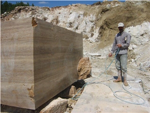 Noce Travertine Vein Cut Blocks, Turkey Brown Travertine