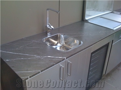 Iran Marble Pietra Grey Kitchen Countertop, Pietro Grey, Pietro Grey Marble Bath Tops