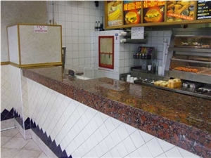 Ukraine Red Grainte Rosso Santiago Countertop, Bar Counter, Santiago Red Granite Countertop