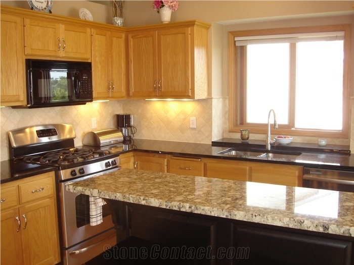 Giallo Napoleon Granite and Opalescence Granite Countertops