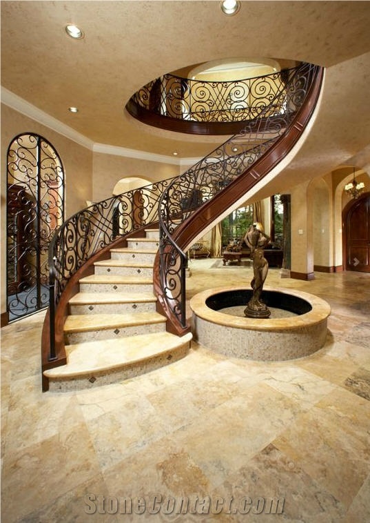 Madera Oro Yellow Travertine Stairs