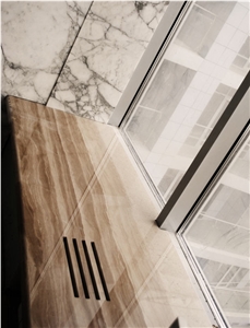 Wooden Brown Marble Windowsill, Wood Grain Brown Marble Window Sills, Doors