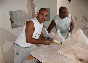 Caramel Travertine Bathroom Vanity Top, Beige Travertine