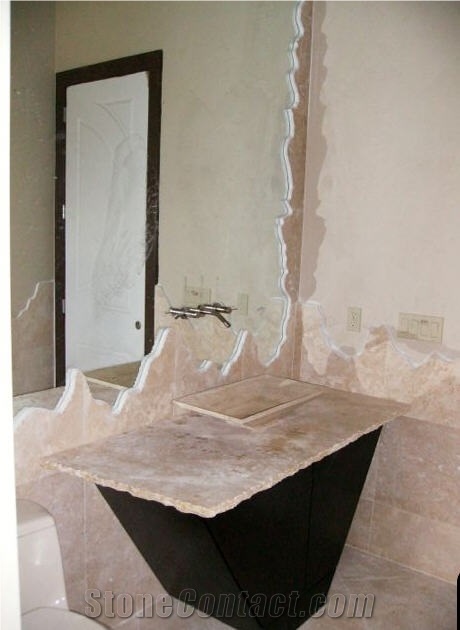 Caramel Travertine Bathroom Vanity Top, Beige Travertine