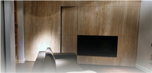 Mexican Noce Travertine Fireplace