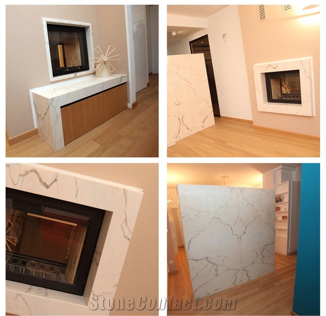 Rosa Portogallo Cremo Marble Fireplace