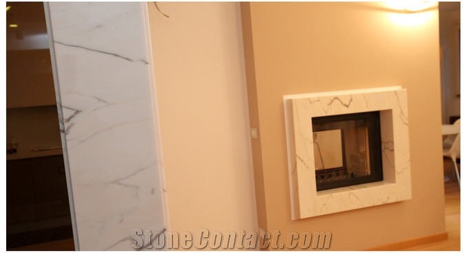 Rosa Portogallo Cremo Marble Fireplace