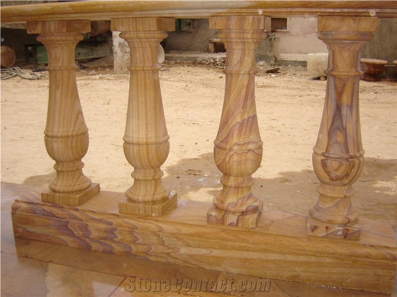 Balustrade and Railings, Mint White Sandstone Balustrades