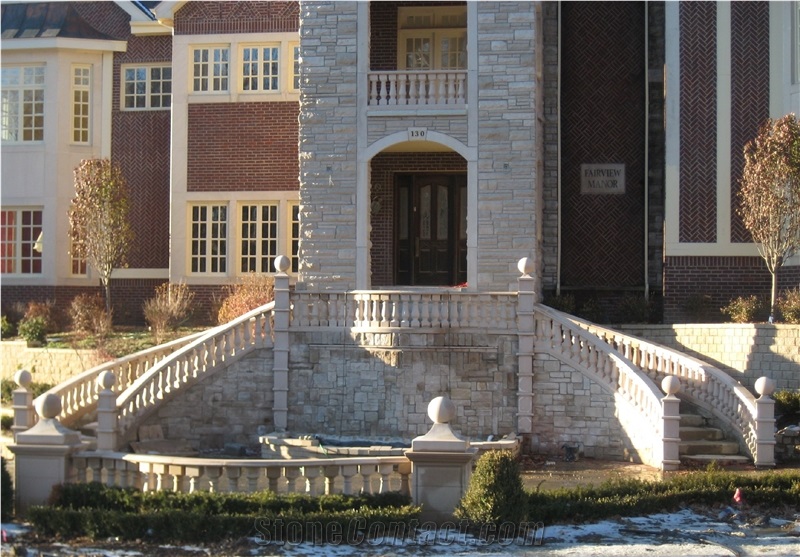 Balustrade and Railings, Mint White Sandstone Balustrades