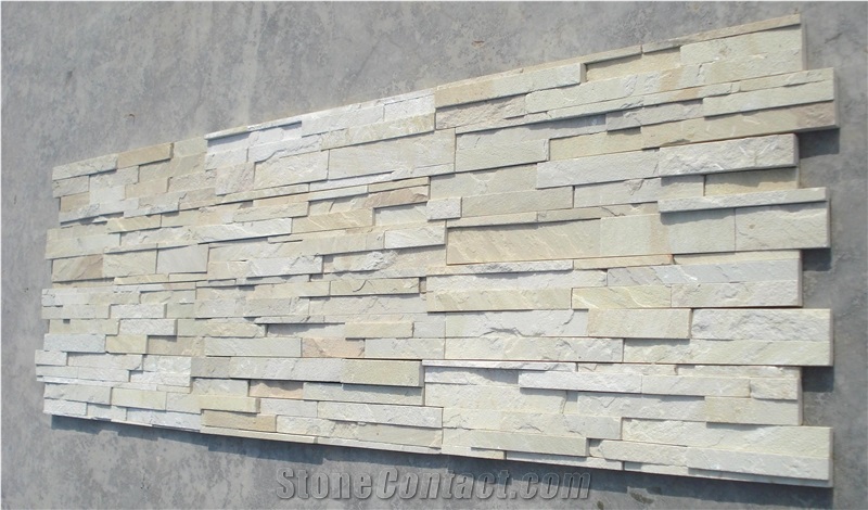 Mint White Sandstone Stacked Stone, Cultured Stone, Wall Cladding