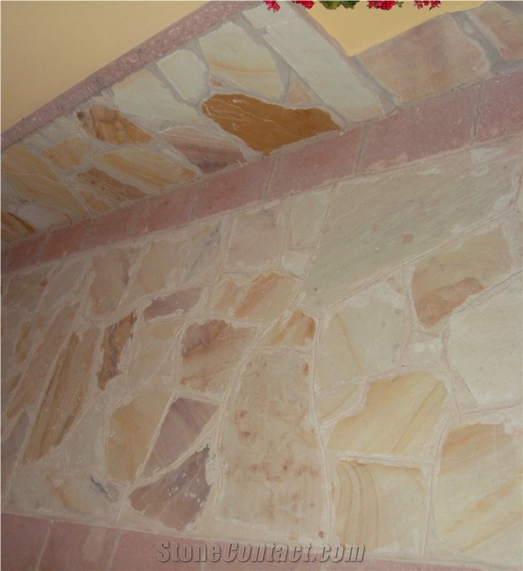 Modak Yellow Sandstone Flagstone Pool Terrace