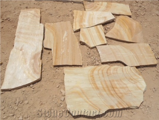 Modak Yellow Sandstone Flagstone Pool Terrace