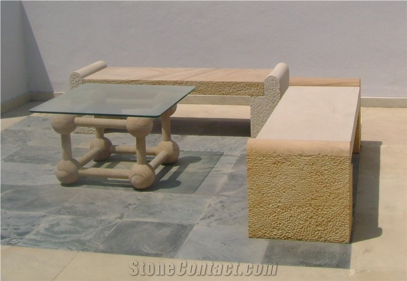 White and Yellow Sandstone Bench