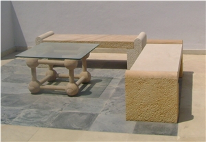 White and Yellow Sandstone Bench