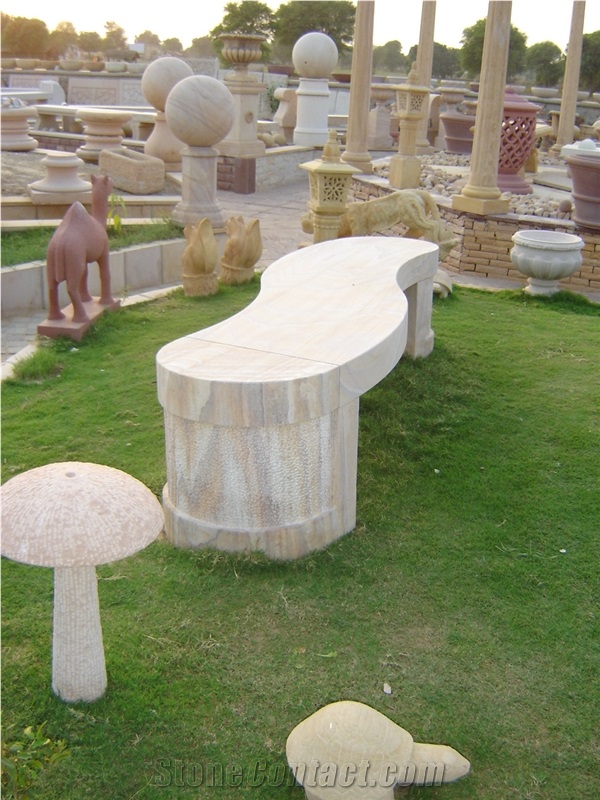 White and Yellow Sandstone Bench