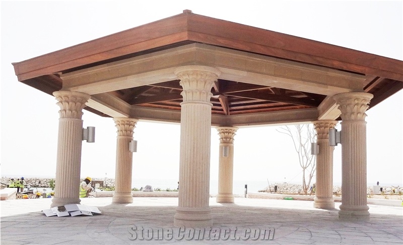 White, Biege, Yellow, Red, Pink Sandstone Column