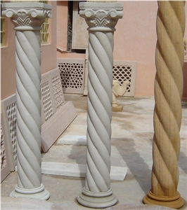 White, Biege, Yellow, Red, Pink Sandstone Column