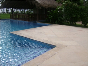 White Sandstone Pool Coping and Pool Deck, Pavers