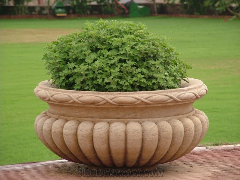 Yellow Sandstone Flower Pot