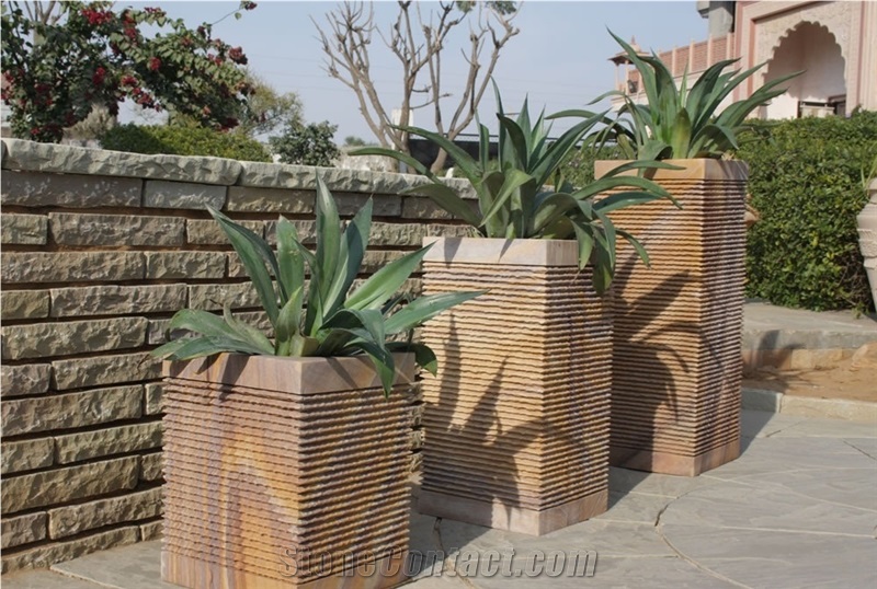 Yellow Sandstone Flower Pot