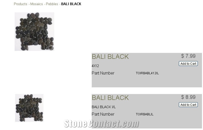 Bali Black Pebble Stone Mosaic, Black Basalt Mosaic
