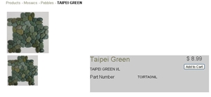 Taipei Green Sliced Pebble Mosaic, Taiwan Emerald Green Marble Pebble Mosaic