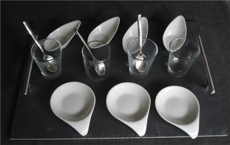Slate Appetizer Set, Black Slate Tray Kitchen Accessories