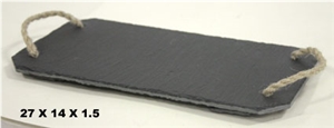 Slate Tray with Rope, Black Slate Trays