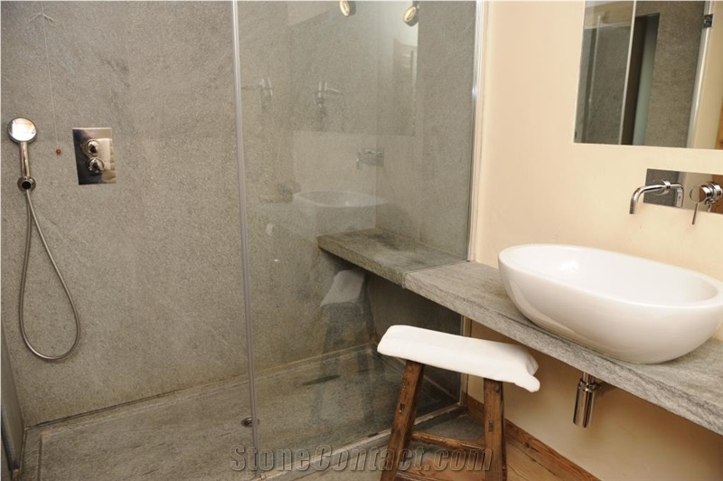 Pietra Di Luserna Grey Quartzite Bathroom Design