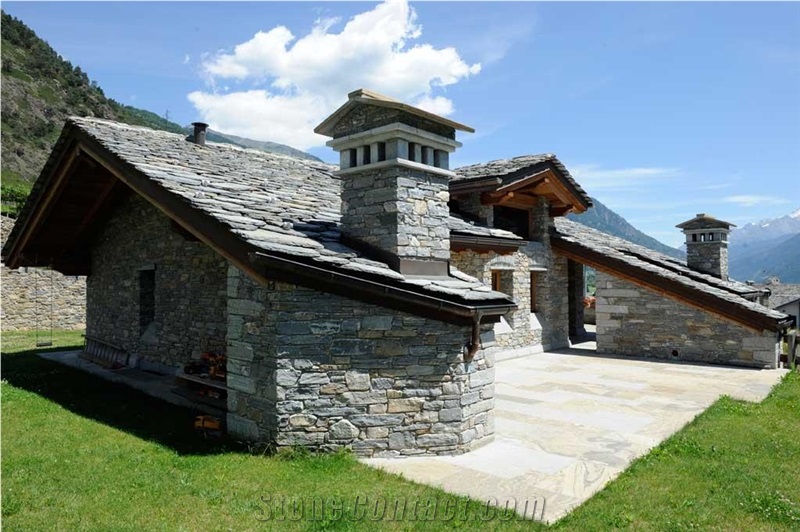 Pietra Di Morgex Quartzite Building Stone, Masonry, Pietra Di Morgex Grey Quartzite Building Stone