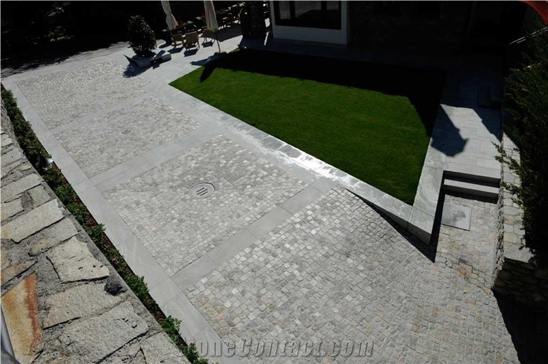 Pietra Di Morgex Quartzite Cubic Stone, Pavin Stone, Pietra Di Morgex Grey Quartzite Cobble, Pavers