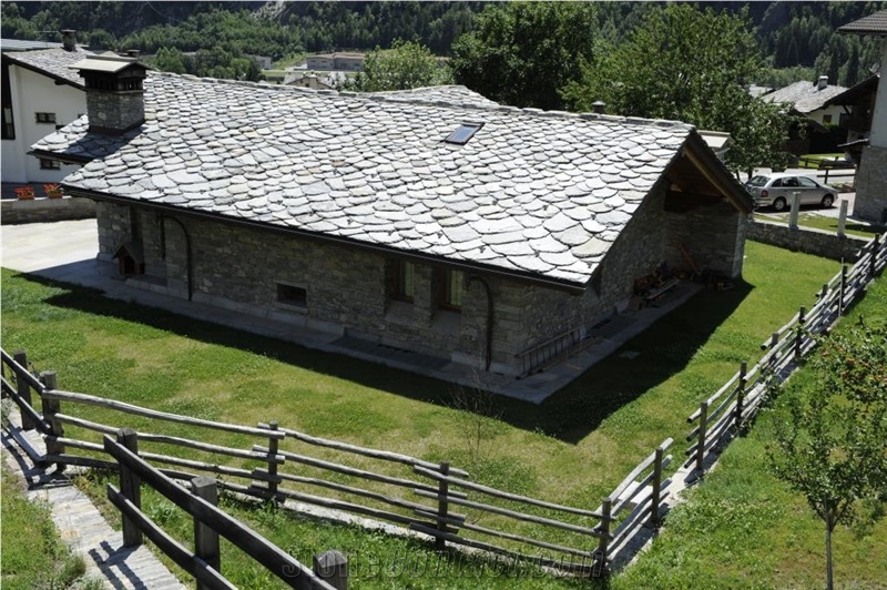 Pietra Di Morgex Quartzite Roof Tiles, Pietra Di Morgex Grey Quartzite Roof Tiles