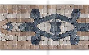 Spain Beige Travertine and Marble Mix Mosaic Border