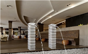 China Grey Basalt Free Standing Interior Fountain