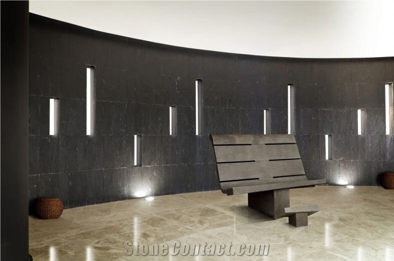 Grey Volcanic Basalt High Heated Wall Bench