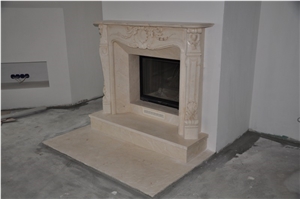 Botticino Perlato Limestone Fireplace