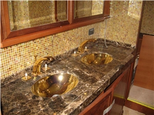 Dark Emperador Marble Bathroom Vanity Top
