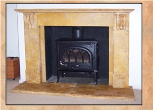 Jerusalem Gold Limestone Fireplace, Jerusalem Gold Yellow Limestone Fireplace