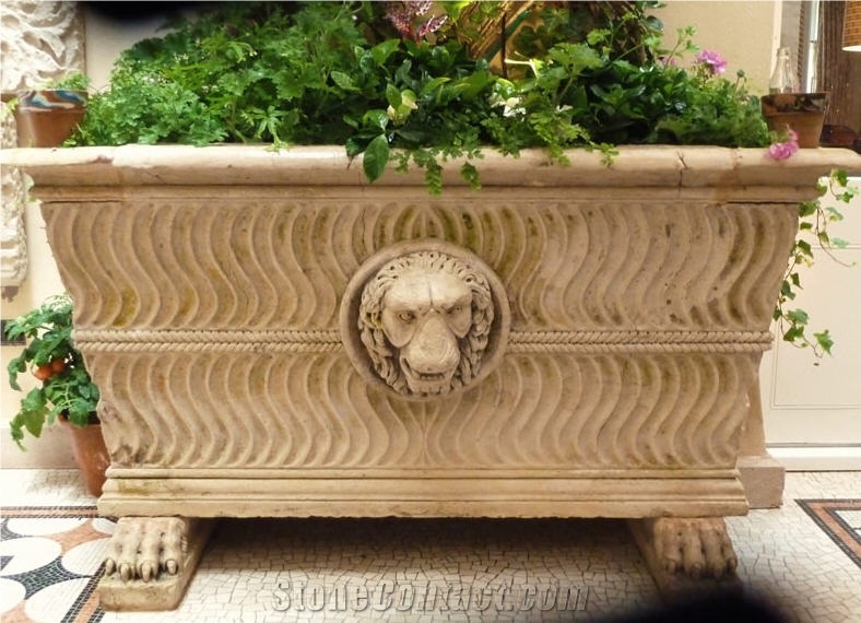 Cotswold Stone Decorative Garden Urns, Cotswold Beige Limestone Flower Pot