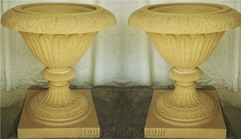 Cotswold Stone Decorative Garden Urns, Cotswold Beige Limestone Flower Pot