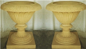 Cotswold Stone Decorative Garden Urns, Cotswold Beige Limestone Flower Pot