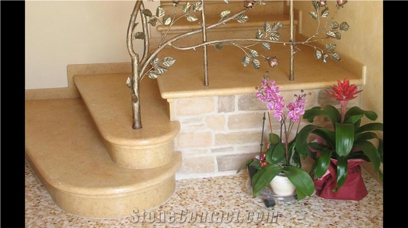 Giallo Silvia Oro Marble Stairs, Silvia Oro Yellow Marble Stairs