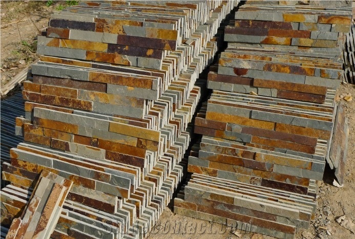 Hot Selling Slate Wall Cladding Stone, ;quartzite Brown Slate Wall Cladding