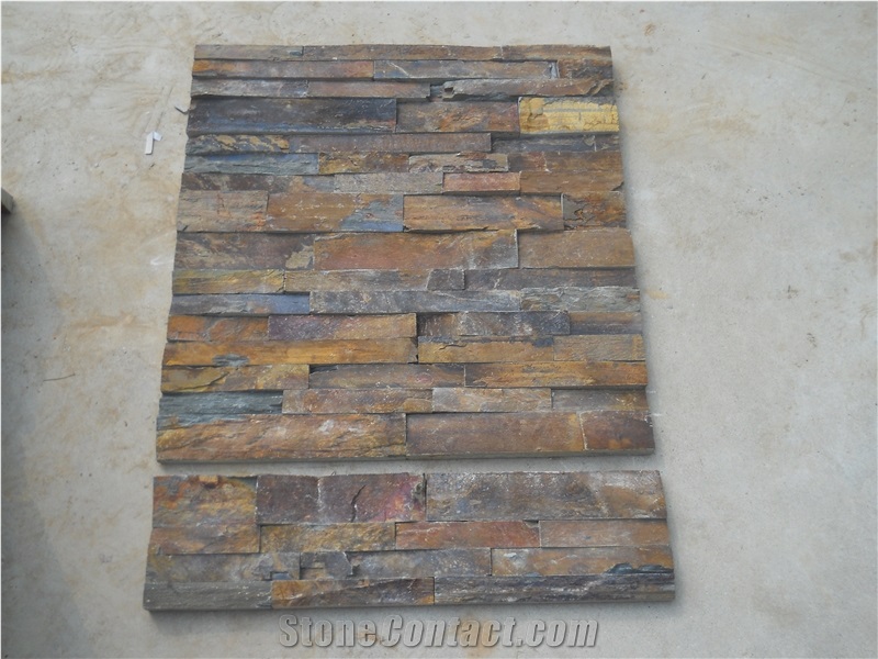 Hot Selling Slate Wall Cladding Stone, ;quartzite Brown Slate Wall Cladding