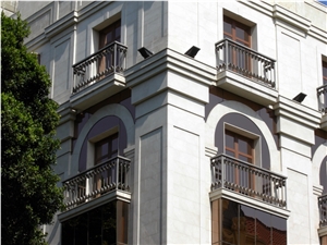 Facade with Bateig Blue Limestone, Azul Bateig Limestone Wall Cladding