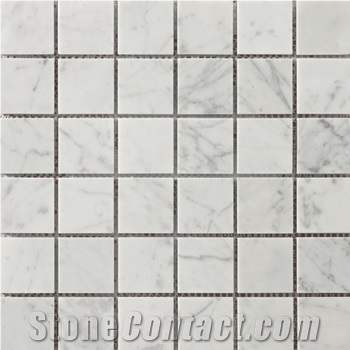 Marble Bianco Gioia Honed Mesh Mosaic, Bianco Gioia White Marble Mosaic